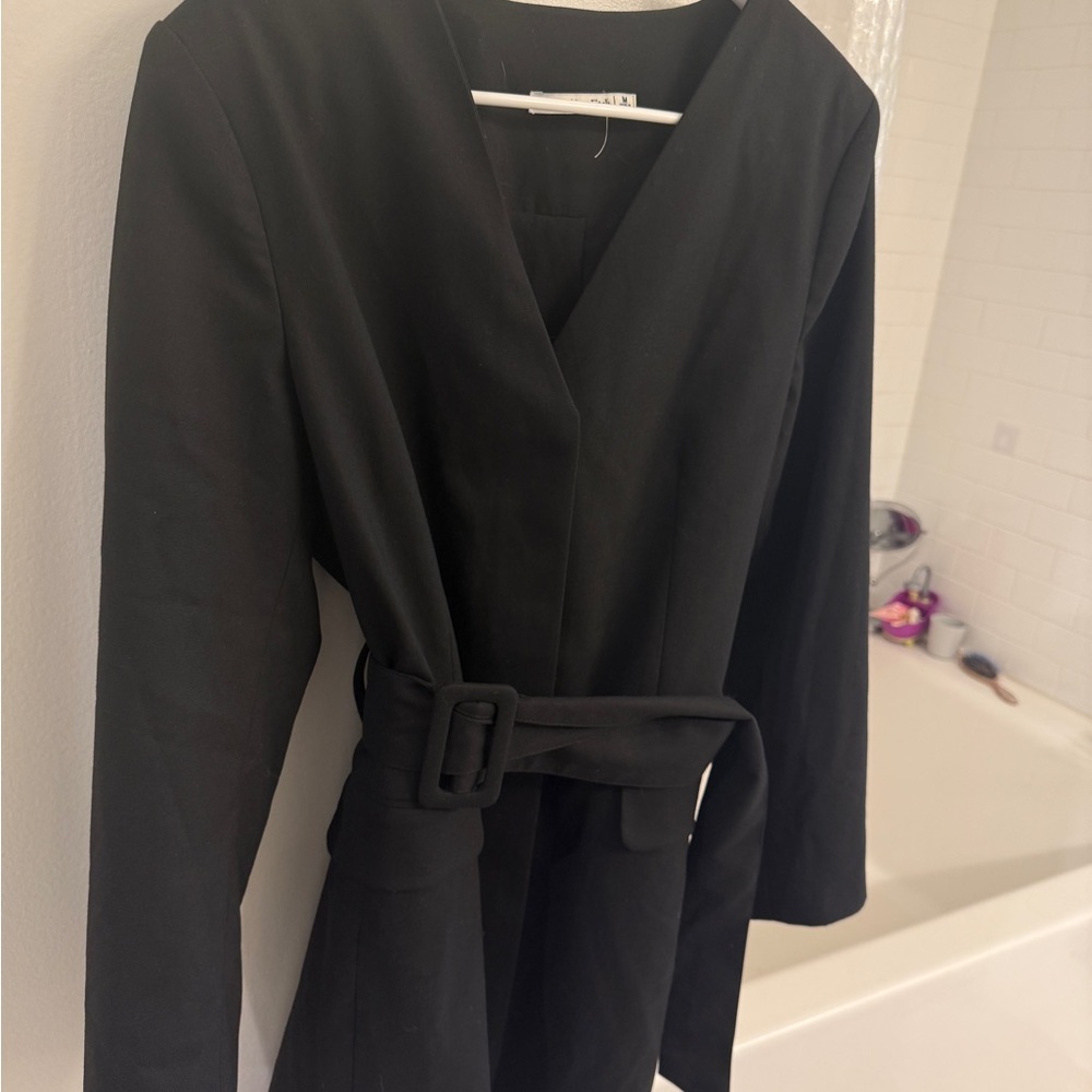 Abercrombie & Fitch Black Belted V-Neck Trench Coat/Dress